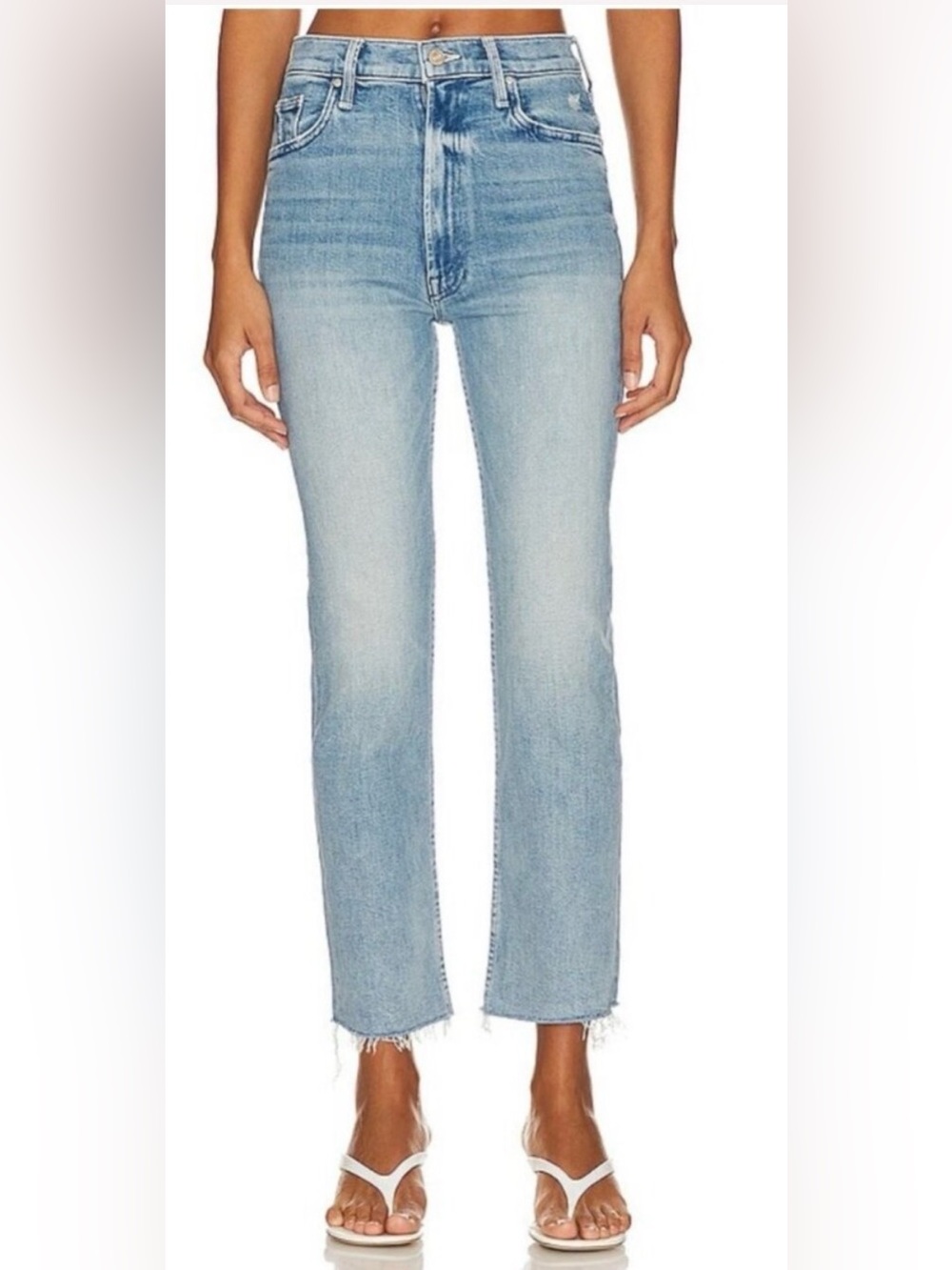 Mother High Waisted Rider Ankle Fray Jeans in Fish Out Of Water